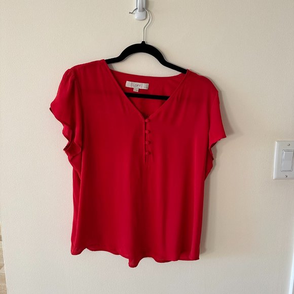 LOFT Tops - Loft Petite Red  Work Blouse